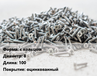 Шуруп с кольцом 8х100 оцинкованный, упаковка 100 шт, Китай цена от 1145 сом / кг, где купить, условия доставки в Оше и Ошской области